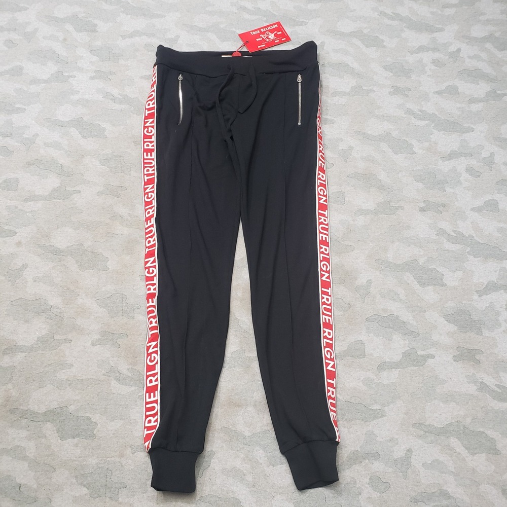 True Religion Jogger Pants Womens XS Black Pockets Drawstring NWT Gym Streetwear
